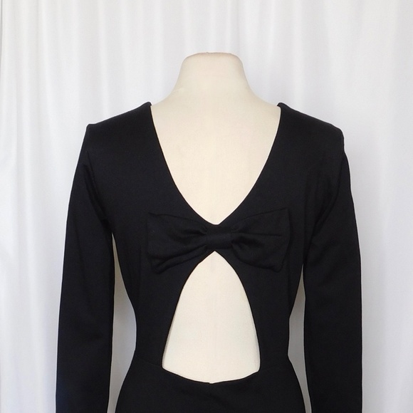 AMANDA UPRICHARD Black Open Back Bow Ponte Knit Dress Sheath Classic Large - Picture 10 of 13